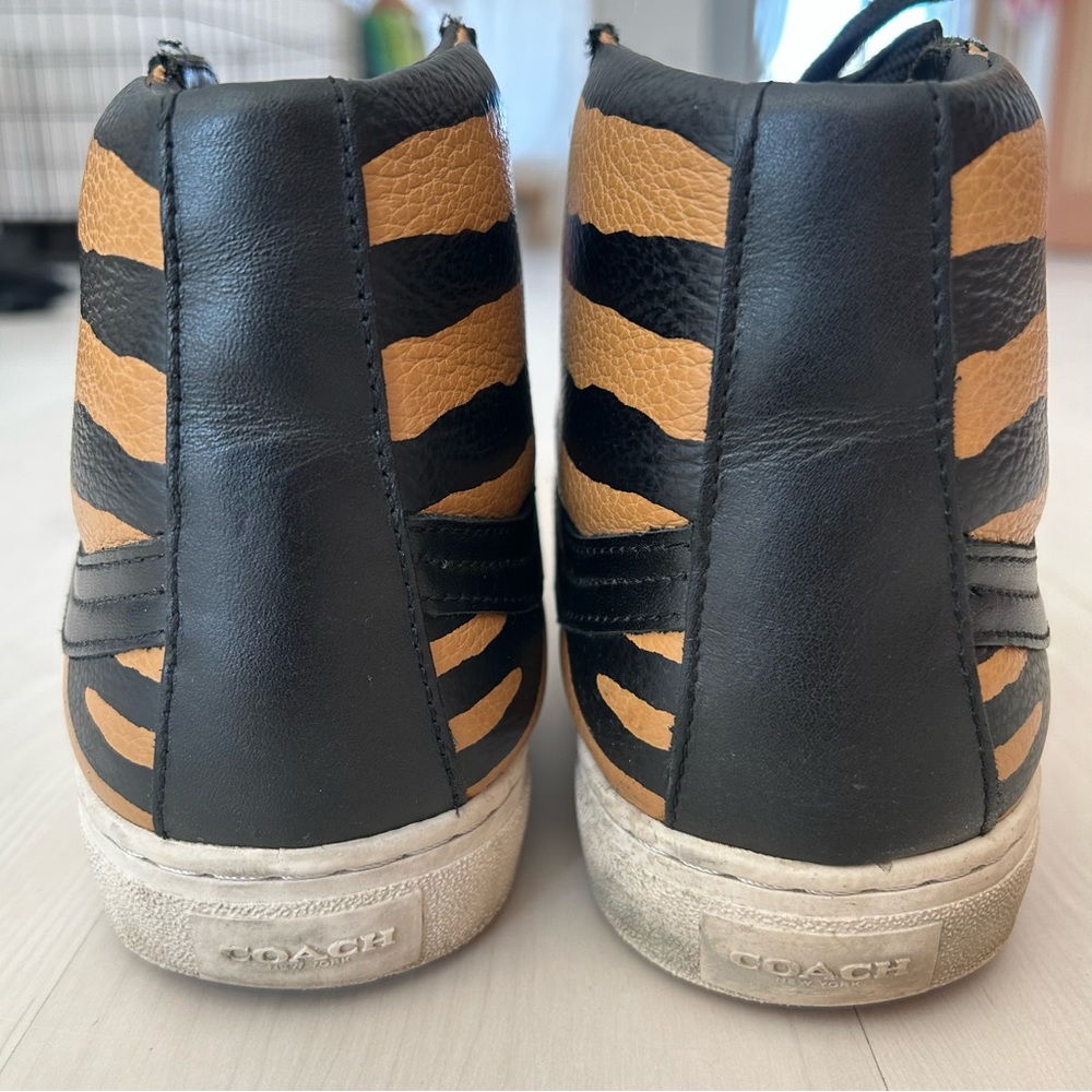 Coach NY Tiger Leather Hi Top Sneakers - Picture 7 of 13